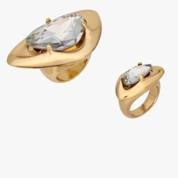 💜 Zara Limited Edition Crystal 2 Pack Rings Size 7 - Picture 1 of 5